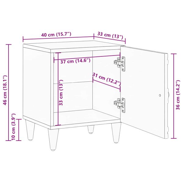 Нощен шкаф 2 pcs Кафяво 40 x 33,5 x 46 см Солидно мангово дърво