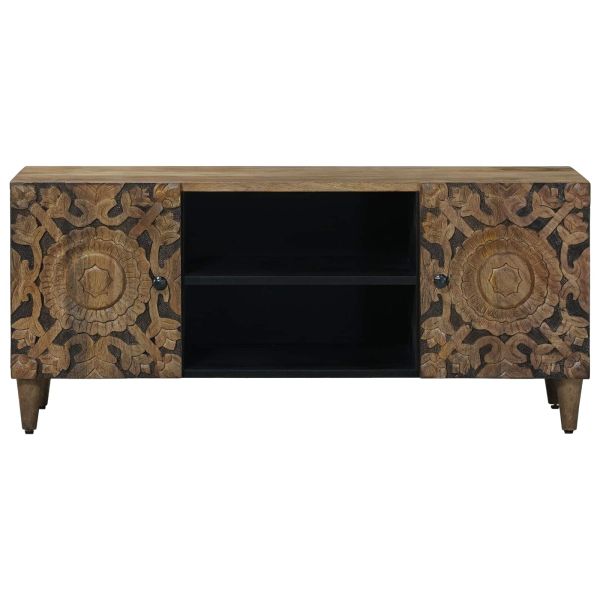 ТВ шкаф Кафяво 105 x 33,5 x 46 см Солидно мангово дърво