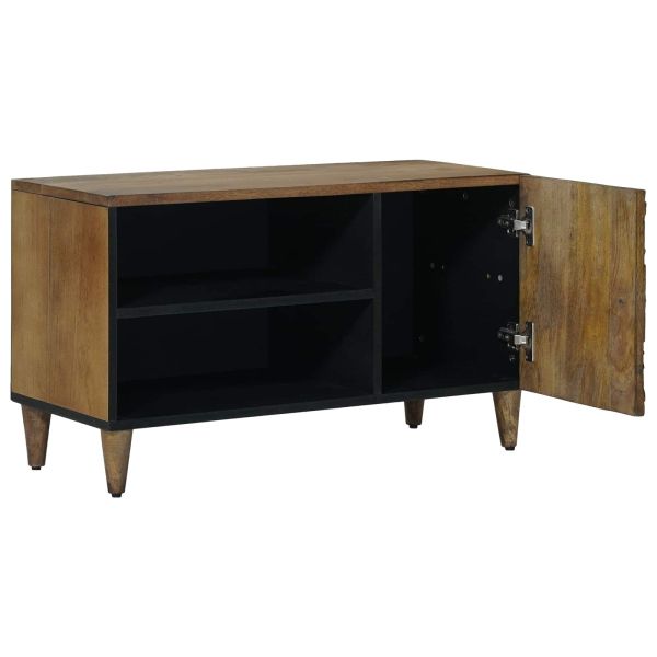 ТВ шкаф с рафт Кафяво 80 x 31,5 x 46 см Солидно мангово дърво