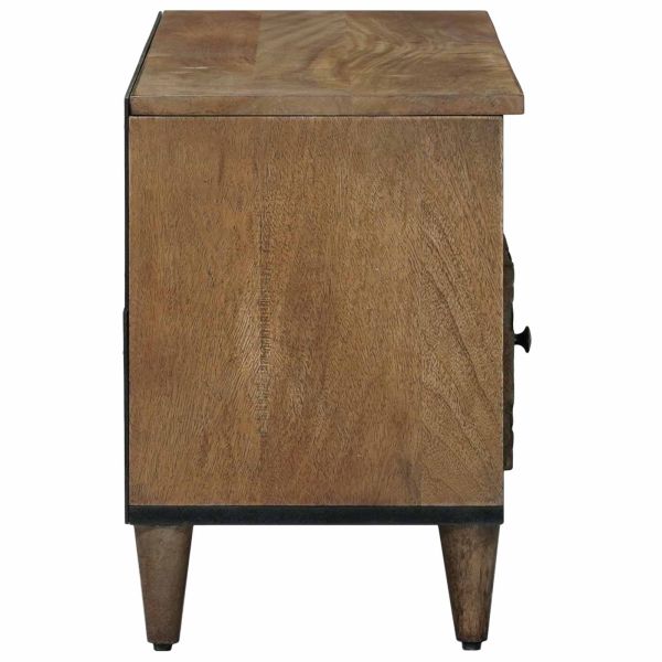 ТВ шкаф с рафт Кафяво 100 x 33,5 x 46 см Солидно мангово дърво