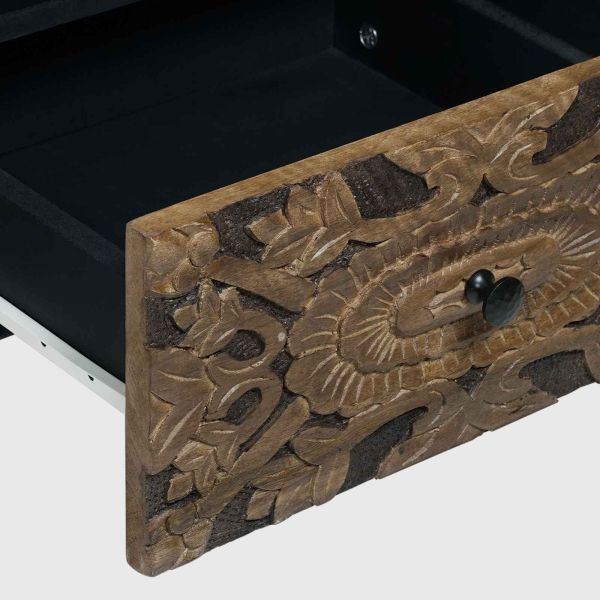 ТВ шкаф с рафт Кафяво 100 x 33,5 x 46 см Солидно мангово дърво