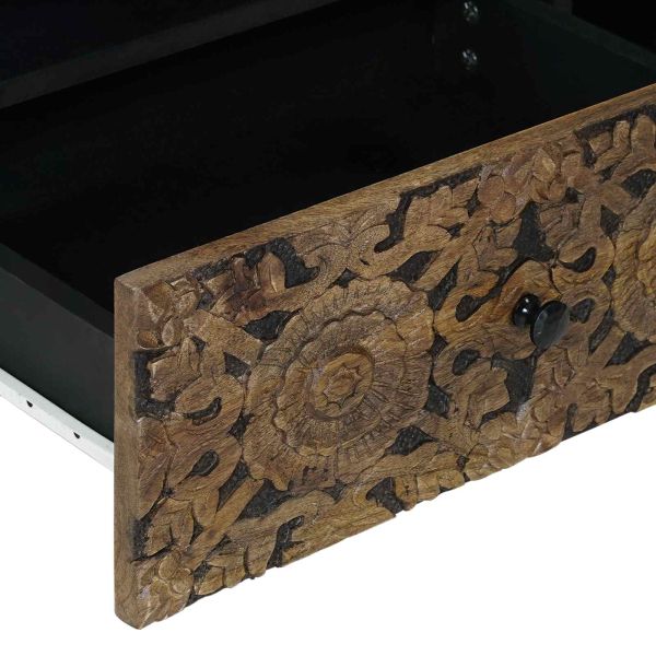 ТВ шкаф с рафт Кафяво 80 x 33,5 x 46 см Солидно мангово дърво