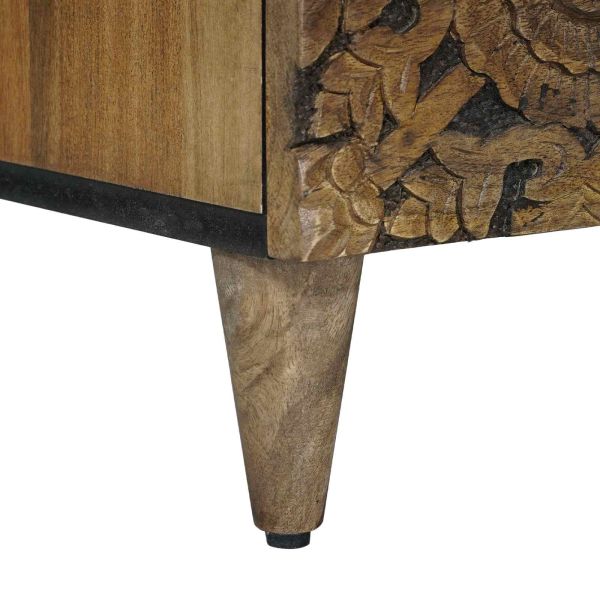 ТВ шкаф с рафт Кафяво 80 x 33,5 x 46 см Солидно мангово дърво