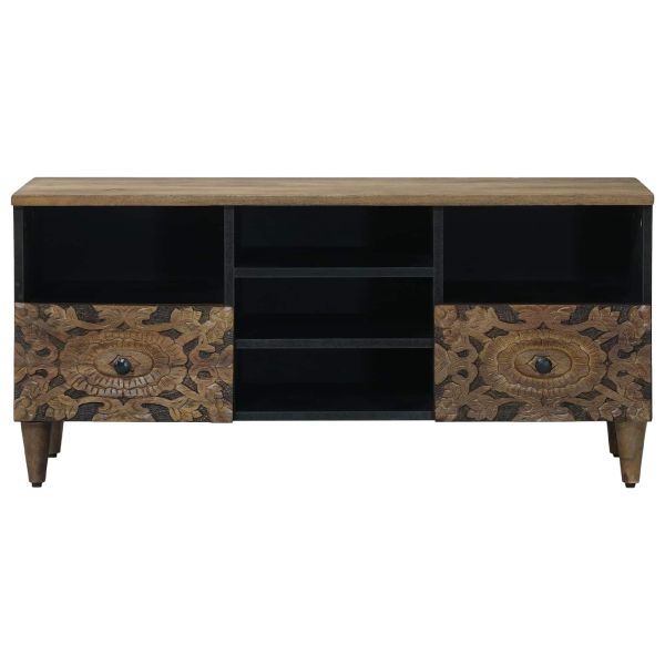 ТВ шкаф с рафт Кафяво 100 x 33,5 x 46 см Солидно мангово дърво