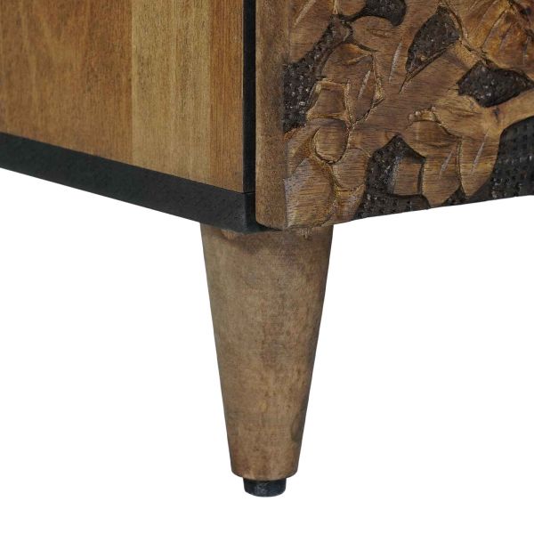 ТВ шкаф с рафт Кафяво 100 x 33,5 x 46 см Солидно мангово дърво