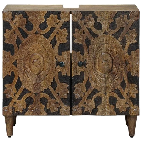 Шкаф за мивка в баня със съхранение Кафяво 62 x 33 x 58 см