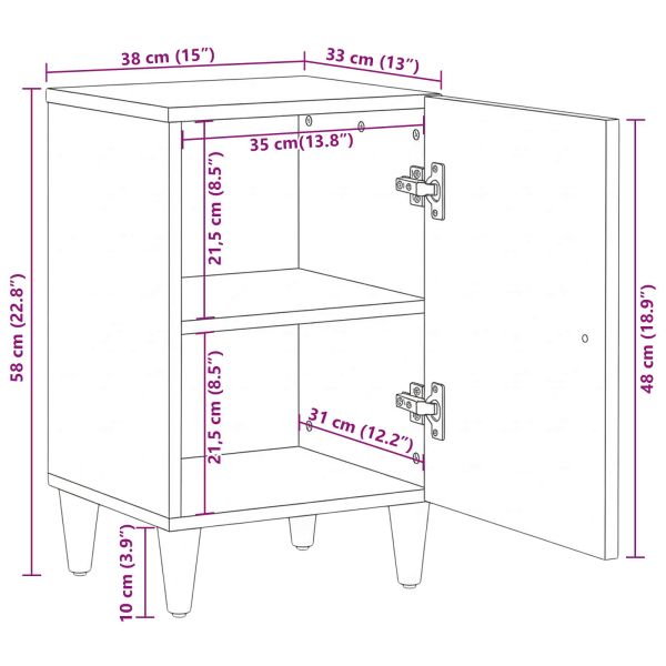 Шкаф за баня Кафяво 38 x 33,5 x 58 см Солидно мангово дърво