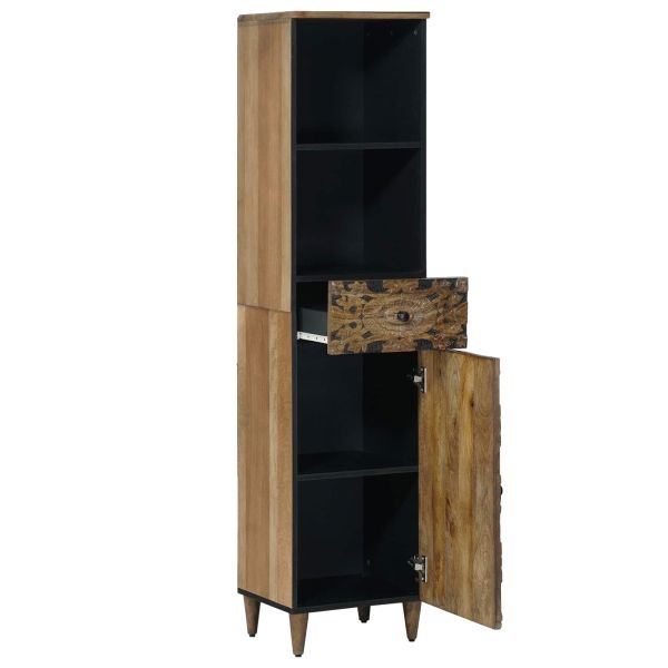 Шкаф за баня Кафяво 38 x 33,5 x 160 см Солидно мангово дърво