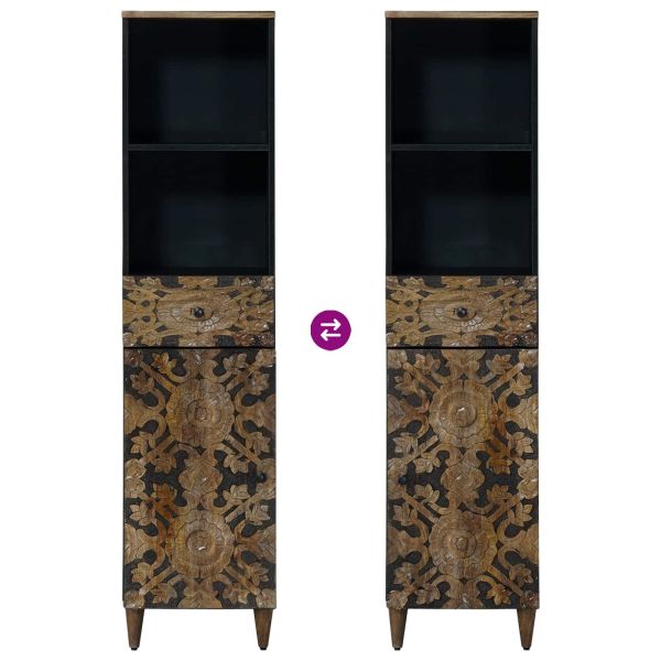 Шкаф за баня Кафяво 38 x 33,5 x 160 см Солидно мангово дърво