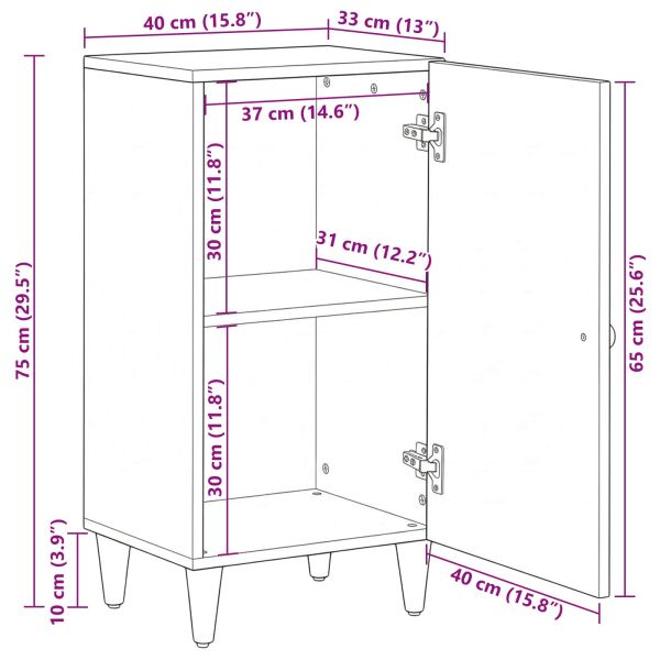 Служебен шкаф Кафяво 40 x 33,5 x 75 см Солидно мангово дърво