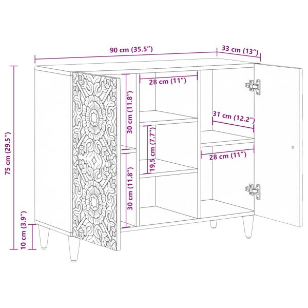 Служебен шкаф Кафяво 90 x 33,5 x 75 см Солидно мангово дърво