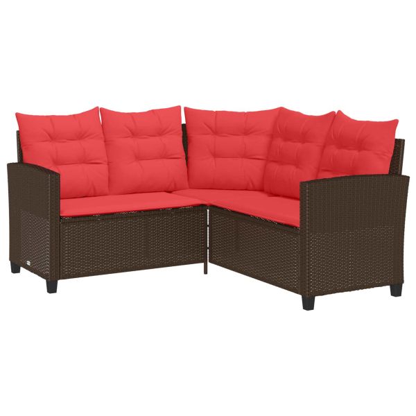 Комплект дивани за открито 2 pcs Кафяво и червено полиратан