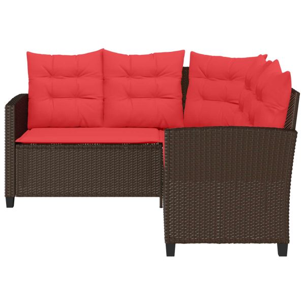 Комплект дивани за открито 2 pcs Кафяво и червено полиратан