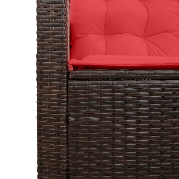 Комплект дивани за открито 2 pcs Кафяво и червено полиратан