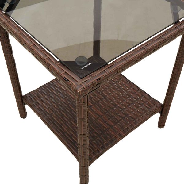 Комплект дивани за открито 2 pcs Кафяво и червено полиратан