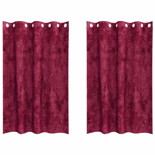 Кадифени завеси С завеси 2 pcs Виненочервен 175 x 140 см Кадифе