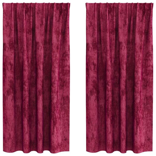 Кадифени завеси С завеси 2 pcs виненочервен 175 x 140 см Кадифе