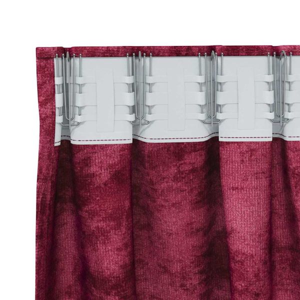 Кадифени завеси С завеси 2 pcs виненочервен 245 x 140 см Кадифе
