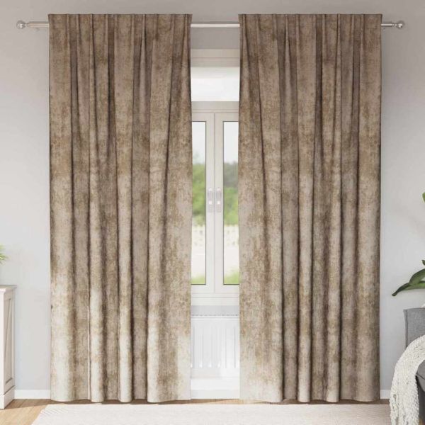 Кадифени завеси С завеси 2 pcs Шампанско 260 x 140 см Кадифе
