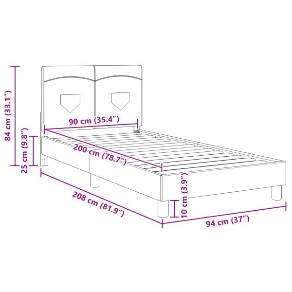 Легло за деца с табла с таблото Черно 90 x 200 cm текстил