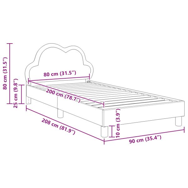 Рамка за легло с таблото Светлосиво 80 x 200 cm PU