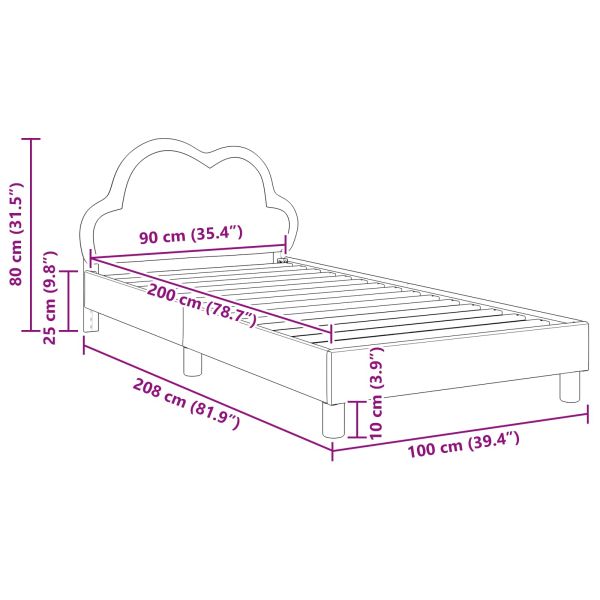Рамка за легло с таблото Черно 90 x 200 cm PU