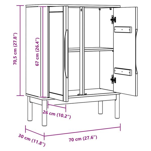 Служебен шкаф FLORO Бяло 70 x 30 x 70,5 см Солиден бор
