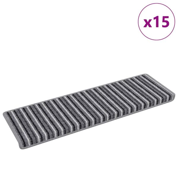 Самозалепващи стъпаловидни постелки 15 pcs Сив 65 x 21 x 4 cm