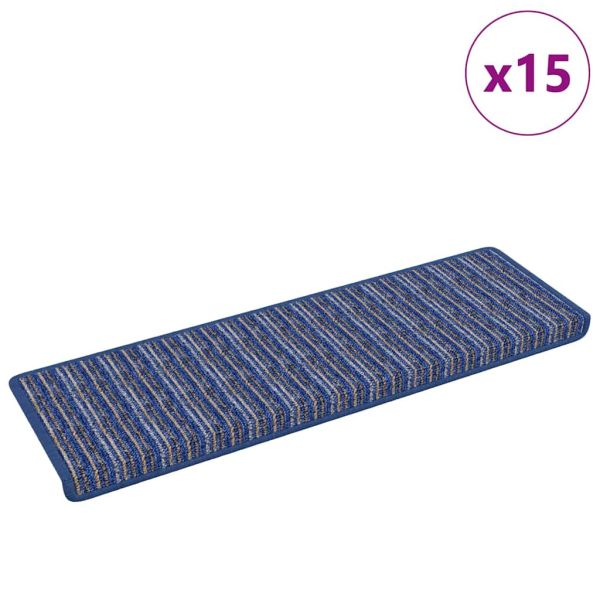 Самозалепващи стъпаловидни постелки 15 pcs Синьо 65 x 21 x 4 cm