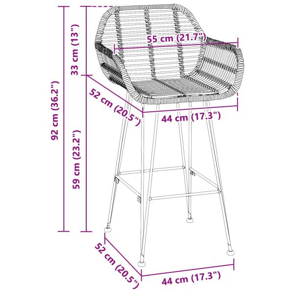 Бар стол 2 pcs Черно 55 x 52 x 92 см Раци и желязо