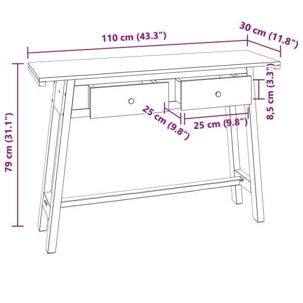 Бюро Кафяво 110 x 30 x 79 см Масивно махагоново дърво