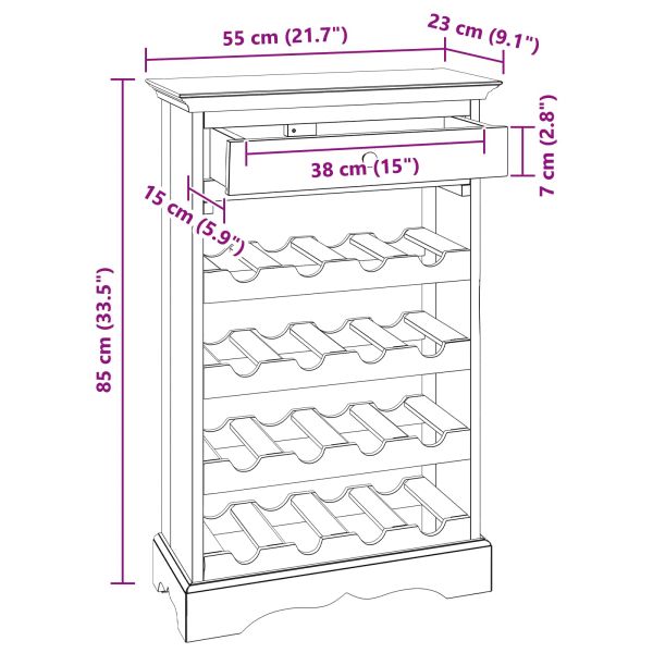 Винен рафт 55 х 23 х 85 см Масивно махагоново дърво