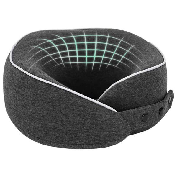 Пътна възглавница за врата Тъмен сив Мемори пяна