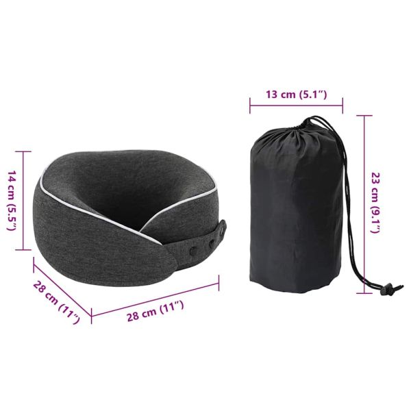 Пътна възглавница за врата Тъмен сив Мемори пяна