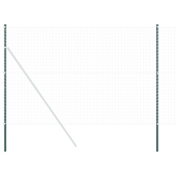 Стълб за ограда. 2 pcs Зелен Прахово покритие стомана