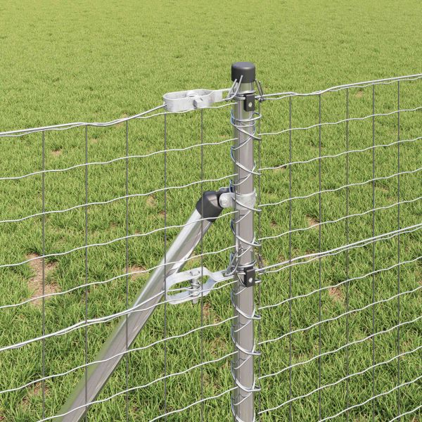 Стълб за ограда. 2 pcs Сребрист 110 cm Прахово покритие стомана