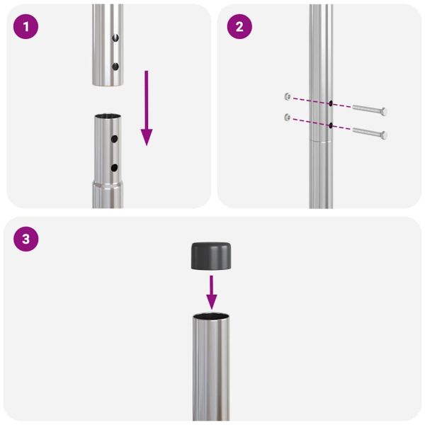 Стълб за ограда. 2 pcs Сребрист Прахово покритие стомана