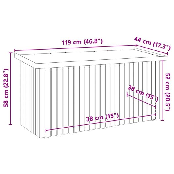 Кутия за съхранение в градината Естествен 119 x 44 x 58,5 см