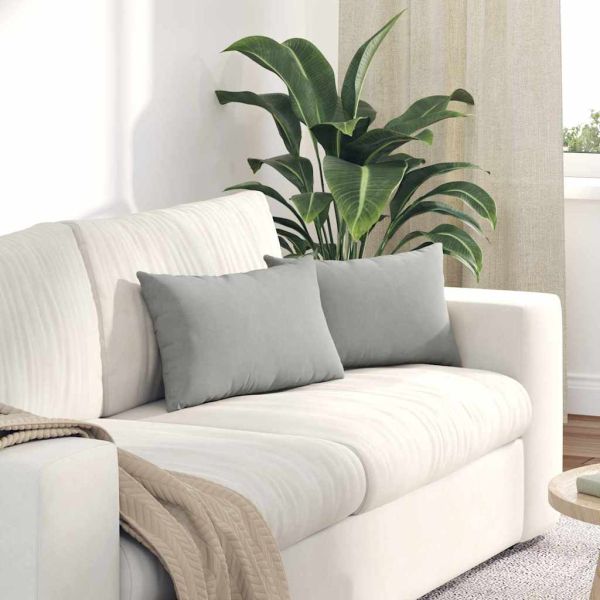 Диван възглавници 2 pcs Светлосиво 50 x 30 cm текстил