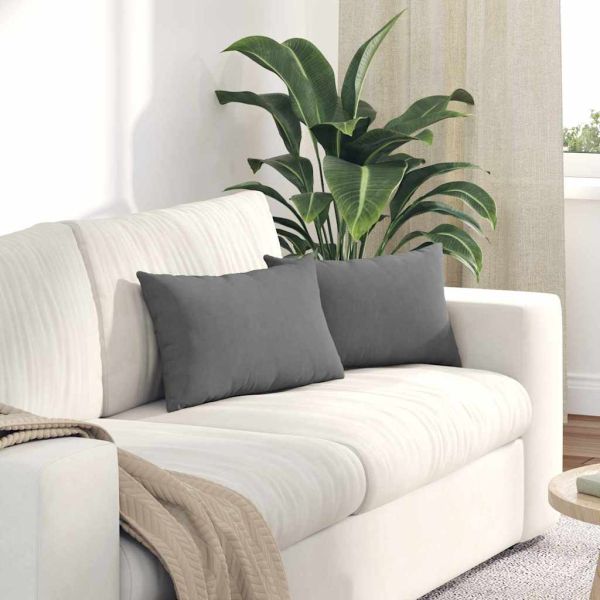 Диван възглавници 2 pcs Тъмен сив 50 x 30 cm текстил