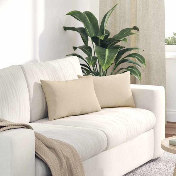 Диван възглавници 2 pcs Крем 50 x 30 cm текстил