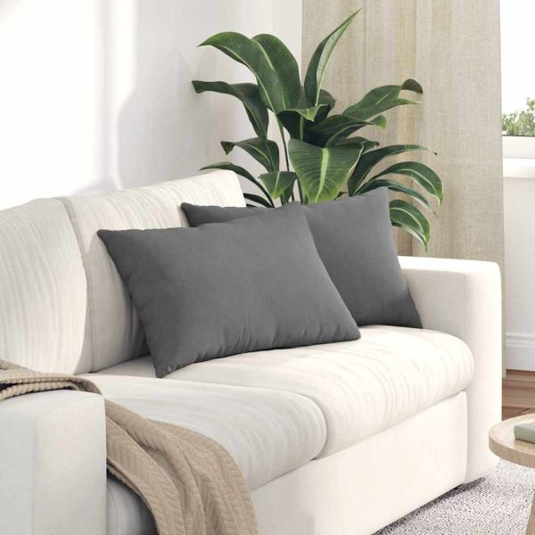 Диван възглавници 2 pcs Тъмен сив 60 x 40 cm текстил