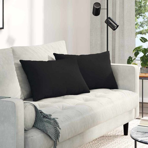 Диван възглавници 2 pcs Черно 60 x 40 cm текстил