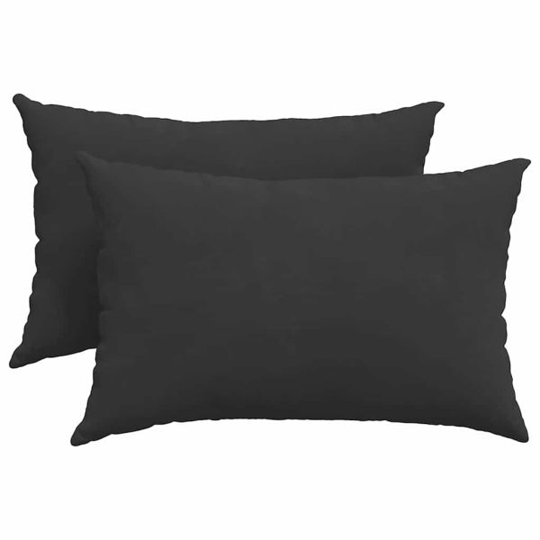 Диван възглавници 2 pcs Черно 60 x 40 cm текстил