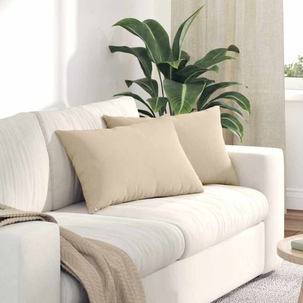 Диван възглавници 2 pcs Крем 60 x 40 cm текстил