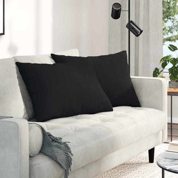 Диван възглавници 2 pcs Черно 70 x 50 cm текстил