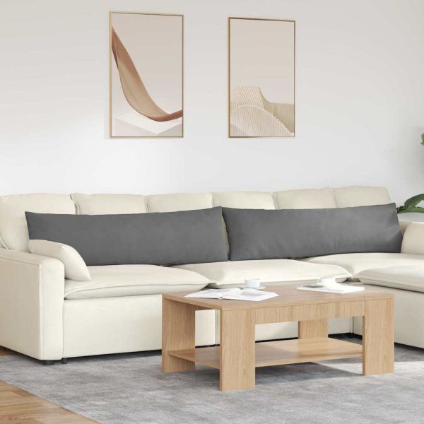 Диван възглавници 2 pcs Тъмен сив 145 x 40 см текстил