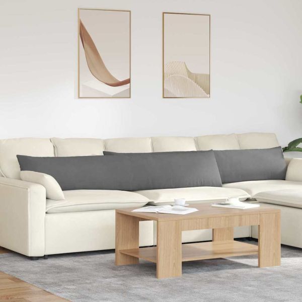 Диван възглавници 2 pcs Тъмен сив 200 x 40 см текстил
