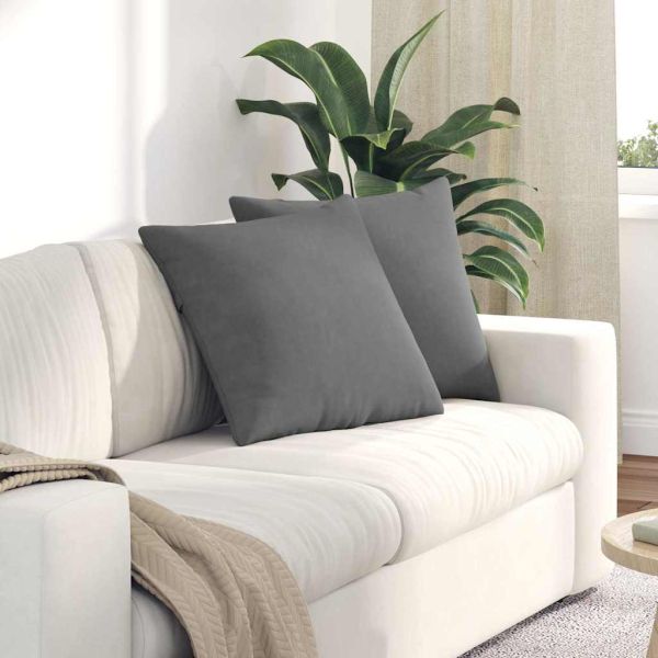 Диван възглавници 2 pcs Тъмен сив 50 x 50 cm текстил