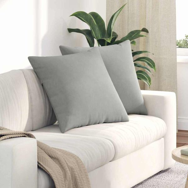 Диван възглавници 2 pcs Светлосиво 80 x 80 cm текстил